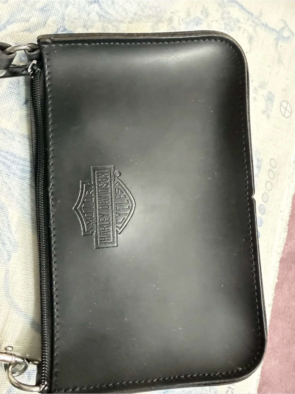 Black Leather Harley Davidson Men's Zip Wallet